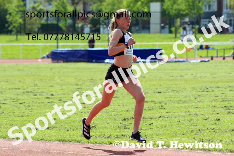 Womens Under-17s 3000 metres, 2023 North Eastern Track and Field Champs., Middlesbrough Sports Village, Middlesbrough. Photo: David T. Hewitson/Sports for All Pics